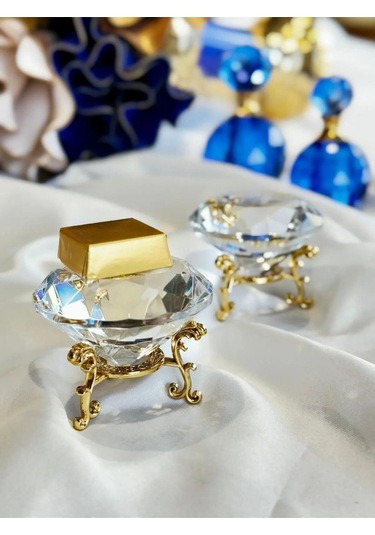 Çeyizci Çarşı 2 Kişilik Gold Lüx Pırlanta Lokumluk & Yüzük Standı & Sunumluk Gold