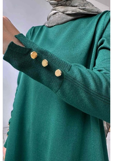A Form Işıltılı Merserize Tunik - Zümrüt Yeşil