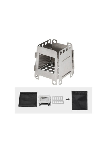 Pazly Taşınabilir Titanyum Hafif Katlanır Kamp Sobası Açık Hava Y Gri