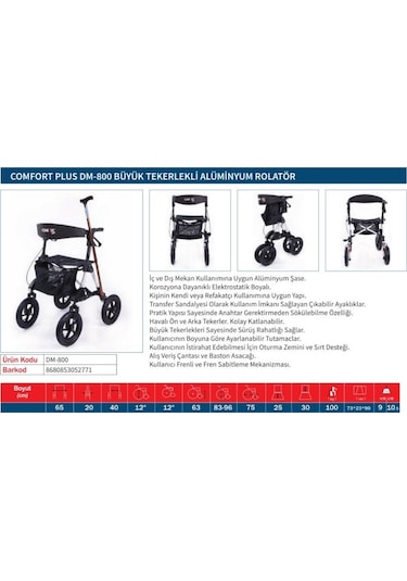 Medikaltec Büyük Tekerlekli Alüminyum Rolatör