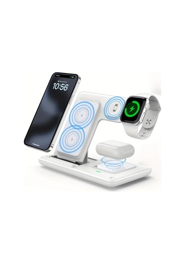 Xuweiwei Mingmai 3ü 1 Arada Katlanabilir Kablosuz Siyah Sarj Istasyonu İphone Uyumlu 15 14 13 12 11 Pro Max Mini Plus Airpods Watch 1 9 İcin