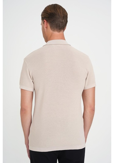 Comfort Fit Polo Yaka Kısa Kollu Bej Triko Tr 883 Bej