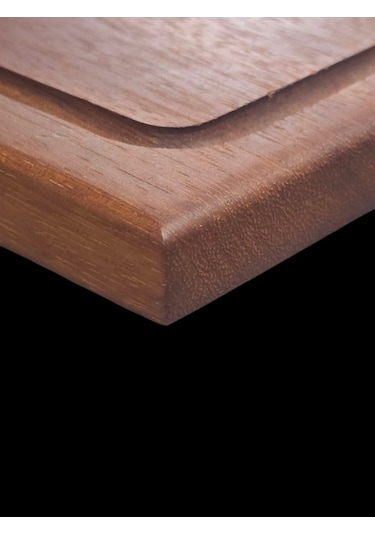 Eksiz Masif Doğal Oluklu Ahşap Kesme Sunum Doğrama Tahtası