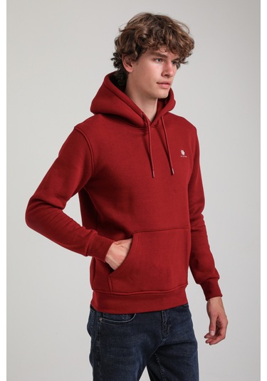 Kapüşonlu Bordo Slim Fit Hoodie 23fwm64069 Bordo