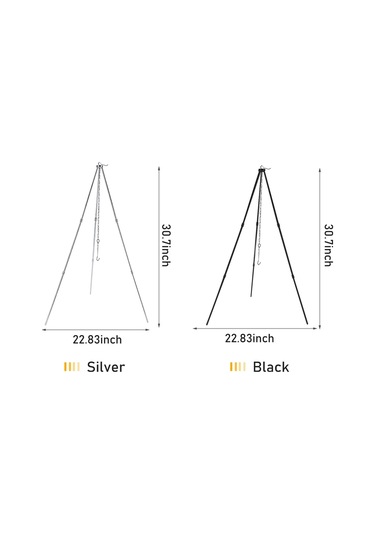 Barbekü Tripod Çerçevesi Zincir Ve Kanca Saklama Çantası Ayarlanabilir Yükseklik Kamp Tripod Standı Açık Gümüş