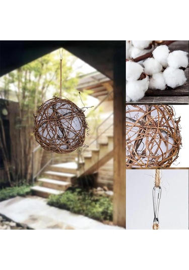 Neevoyu Doğal Rotang Ve Pamuk Kuş Yuvası, 10cm Kuş Oyuncakları, Kumaş Yeme Topu, Evcil Kuşlar İçin El Yapımı Asa Yuvası