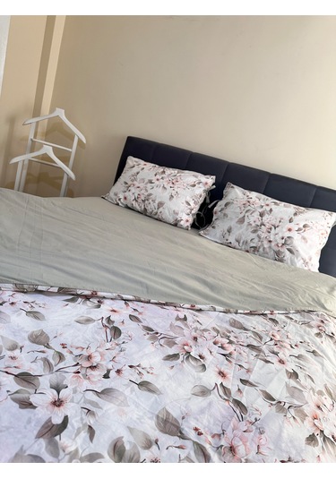 Bağcıklı %100 Pamuk Çift Kişilik Nevresim Takımı-yeşil Bahçe