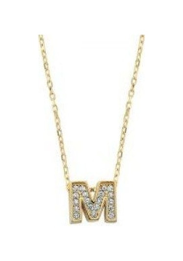 Sembolgold Altın M Harfli Taşlı Kolye