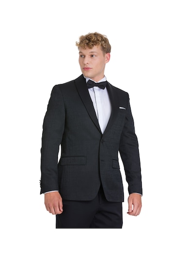 Hatemoğlu Siyah Slim Fit Çıkma Sivri Yaka Klasik Damatlık 36035 Siyah
