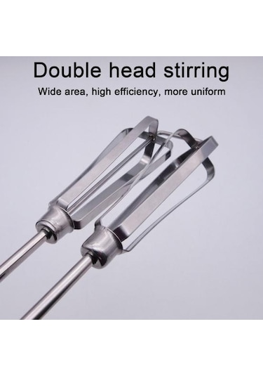 Paslanmaz Çelik Manuel Yumurta Çırpıcı Mikser Çift Kafa El Döner Çırpma Blender Ergonomik Sap Temizlemesi Kolay Mağaza Çok Yönlü Mutfak Aleti Gümüş