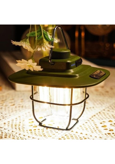 Tongxida Yeşil Led Kamp Işığı, Su Geçirmez, Sürekli Parlaklık Ayarlamalı, 4500mah Powerbank, Taşınabilir, İç Batarya Yeşil Yeşil