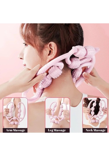 9 Tekerlekli Boyun Bacak Ayak Bel Masaj Aleti Çok Fonksiyonlu Manuel 4741 Açık Mavi