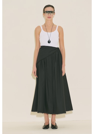 Manuka Önü Düğmeli Poplin Etek Siyah Ss26etk00001-01 Siyah