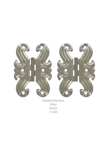 Nikel Dekoratif Kelebek Menteşe Büyük 2 Adet 7cm X 5cm Nikel