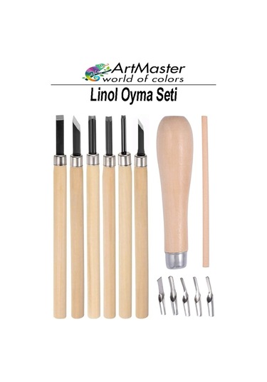 Linol Oyma Seti Ahşap Saplı 13 Parça 1 Paket Oyma Kesme Bıçak Seti Linol Bıçaklı Linolyum Baskı Oyma Seti
