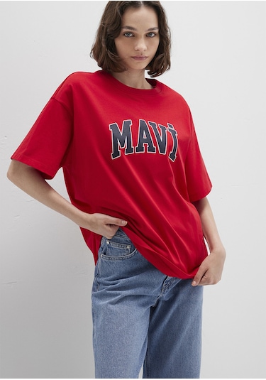 Mavi - Mavi Logo Baskılı Kırmızı Tişört 1600843-82054 One Sıze Çok Renkli