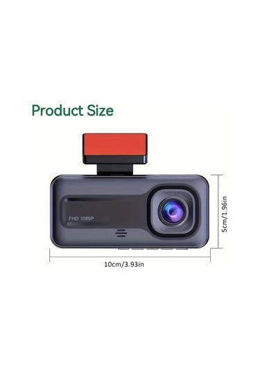Chuangyinshop 3 Lens Without Card Araç Kamerası 1080p Ön 720p İçi Arka Görüş Gece Vizyonu Dvr Kayıt