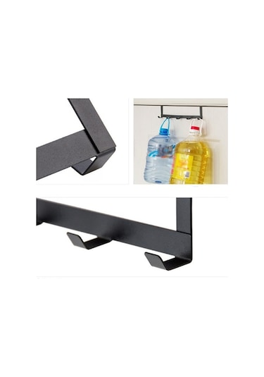 Besthome1 5 Kanca Rustsuz Kapı Kurulu Beşik Dolap Organizatörü, Delme Yok Kurulum, 5 Kg Yük Kapasite, Siyah Demir Malzeme Siyah