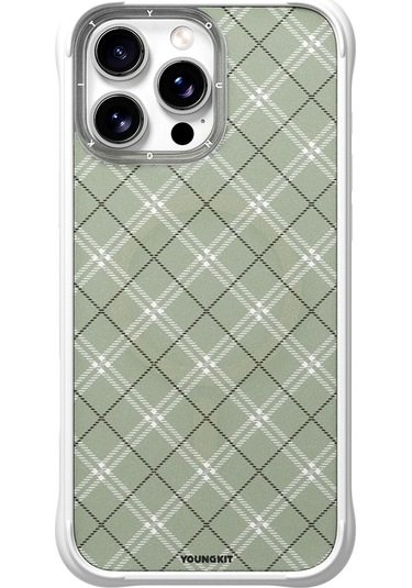 İphone 16 Pro Max Uyumlu Kılıf M-safe Şarj Özellikli Youngkit Argyle Serisi Kapak Açık Yeşil
