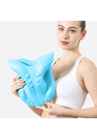 Boyun Masajı Servikal Spondiloz Düzeltme Yastığı, Renk: 877 Boynuzu Mavi Çok Renkli