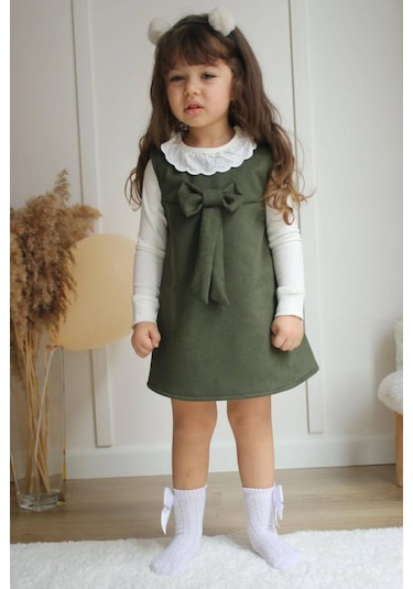 Kız Çocuk Süet Elbise Bluz Tarz Takım 001