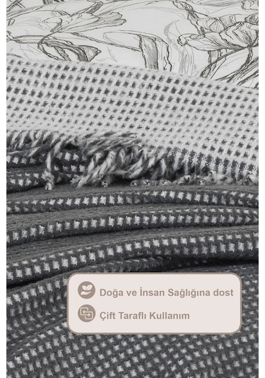 Elart Carlos Battaniye Çift Kişilik Waffle 200x220 Cm Antrasit Antrasit