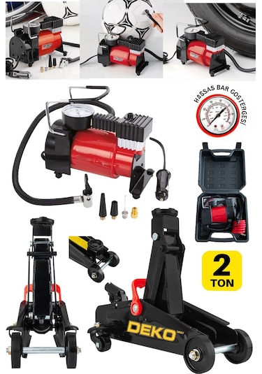 Deko Turkey 7311krk 12v Çakmaklı Kompresör + 2ton Timsah Kriko