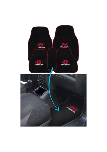 Hyundai Accent Yumurta Kasa Nakış İşlemeli 5 Parça Siyah Araç Oto Halı Paspas 1996-2000