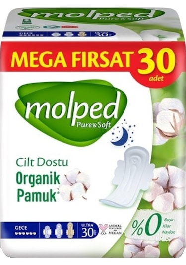 Molped Pure & Soft Hijyenik Ped Gece 12 x 30'lu