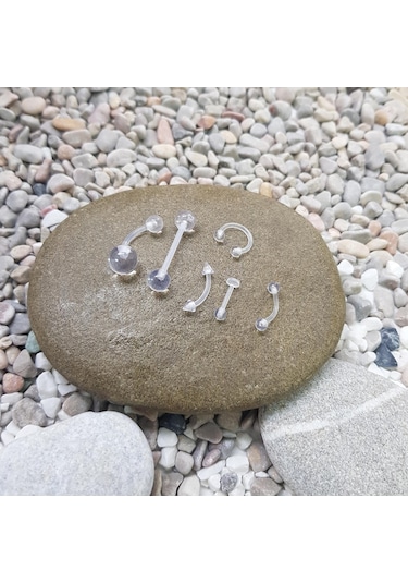 Chavin 6 Lu Şeffaf Akrilik Kaş Göbek Dil Kulak Piercing En41-6