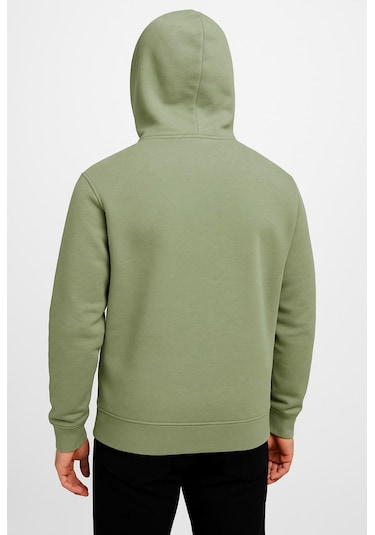 Axxel Erkek Yeşil Fermuarlı Kapüşonlu Sweatshirt-w590 Yeşil 3 İplik Şardonlu