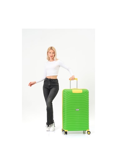 Keo-plus Yeşil-sarı 3 Lü Set Silikon Kırılmaz Pp Valiz Çok Renkli