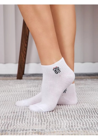 John Jeniford Beyaz Kısa Çorap Seti "love İs" 6 Çift 219052155 Beyaz