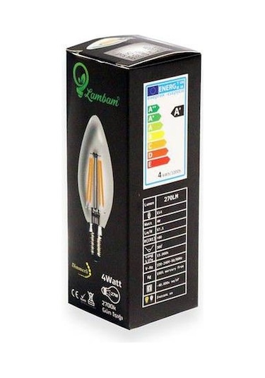 Rustik Led Ampul 4w E14 İnce Duy Gün Işığı 10 Adet Düz Mum Ampul