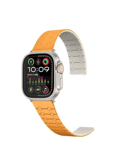 Apple Uyumlu Watch 40mm Ucy Krd-111 Çizgili Desenli Silikon Kordon-turuncu