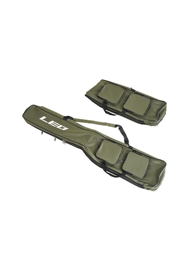 İki Katmanlı 130 Cm Olta Makara Çantası Olta Kamışı Yeşil Ordu