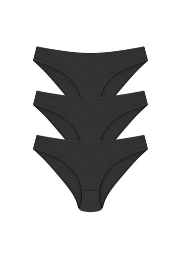 Bonbonetti Bikini Model  3'Lü Paket %100 Pamuk Siyah Kadın Külot Siyah