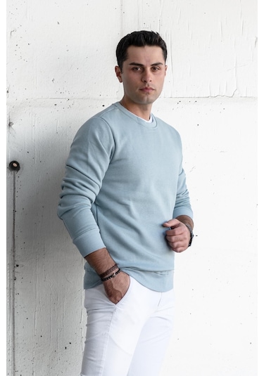 SLİMFİT SIFIR YAKA BASİC 3 İPLİK ERKEK SWEATSHİRT