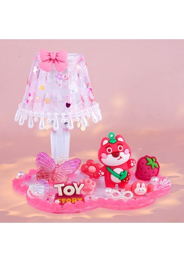 Aurora Çocuk Dıy El Yapım Krem Tutkal Kristal Masa Lambası Malzeme Paketi Seti Yaratıcı Gece Lambası Bulmaca Oyuncak Mor Mor