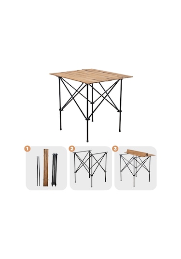 Katlanabilir Ahşap Kamp Ve Piknik Masası - Akordion - 54023 Çok Renkli