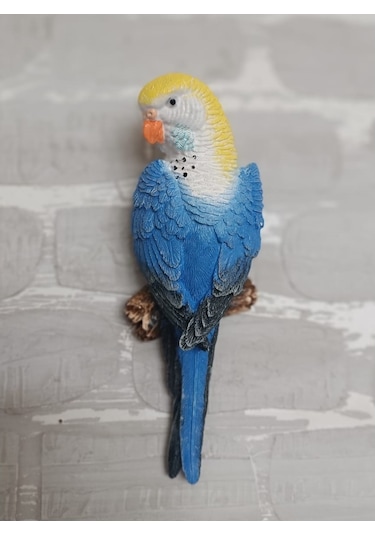 2 Adet Mavi El Boyaması Muhabbet Kuşu Duvar Balkon Bahçe Süsü