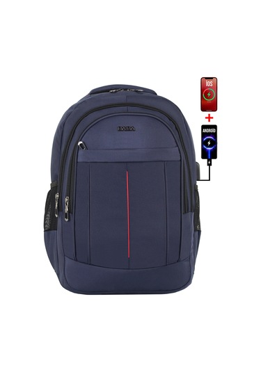 Dada 01 Lacivert Laptop Sırt Çantası 15,6 İnç Usb Type-c Şarj Aparatı Darbe Emici Koruma