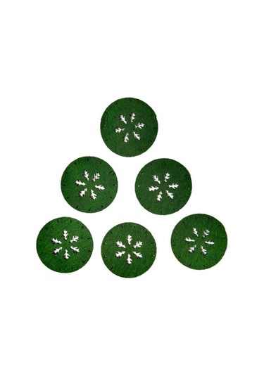 Keçe Yılbaşı Temalı Amerikan Servisi Ve Bardak Altlığı 6 Lı Set Yeşil