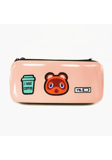 Tuomeng Moda Karikatür Saklama Çantası Koruyucu Kılıf Fermuarlı Kalem Kutusu Hayvan Geçişi Pembe