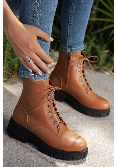 D099 Kadın Bot&bootie Postal Bot Taba