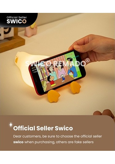 Metabagua Swico Remado Şarj Edilebilir Silikon Sevimli Ördek Gece Lambası 2bvnc3 Beyaz