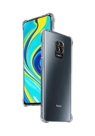 Xiaomi Redmi Note 9 Pro Kamera Korumalı Antişok Airbag Köşe Korumalı Silikon Şeffaf Kapak