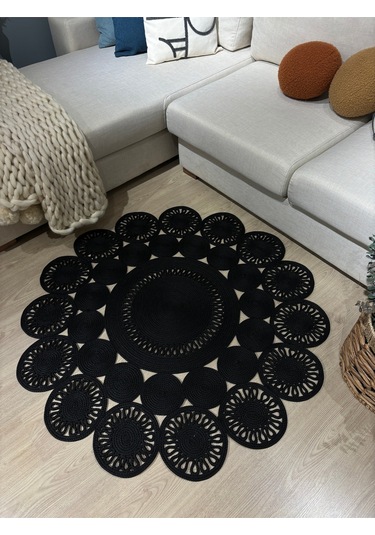 Marguerite Trikot Papatya Model Kilim Siyah