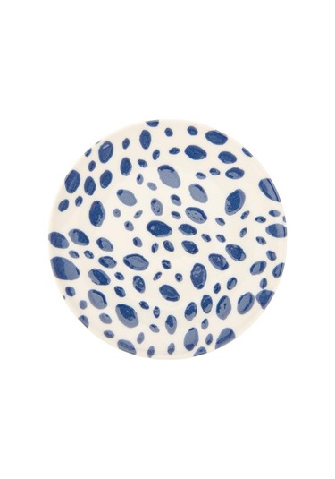 Tulu Porselen Lido Puantiyeli Pasta Tabağı - Mavi - 19 Cm Mavi