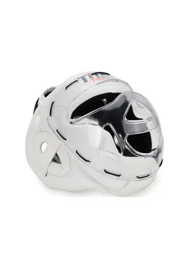 Titan Sport Yüz Korumalı Boks Kaskı , Beyaz İşlemeli Desenli Camlı Model Çok Renkli